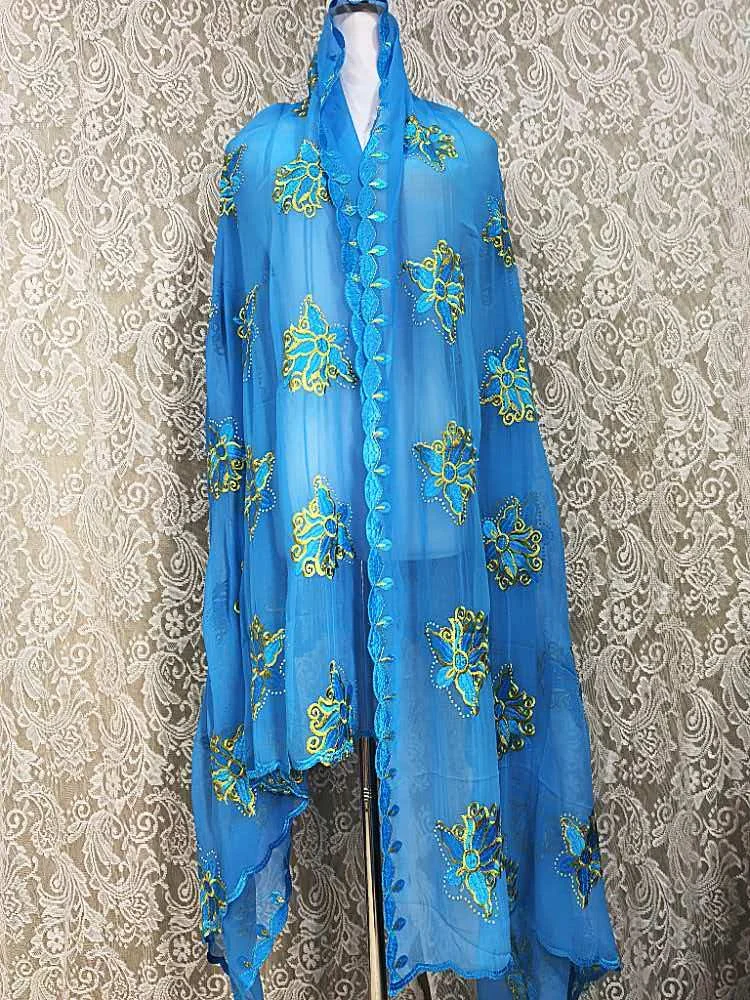 Schal Muslimische Afrikanische Tücher Chiffon Gute Qualität 2026 Neueste Afrikanische Muslimische Islamische Hijab Dubai Stickerei Schal Kashkha Dubai – Detail 30