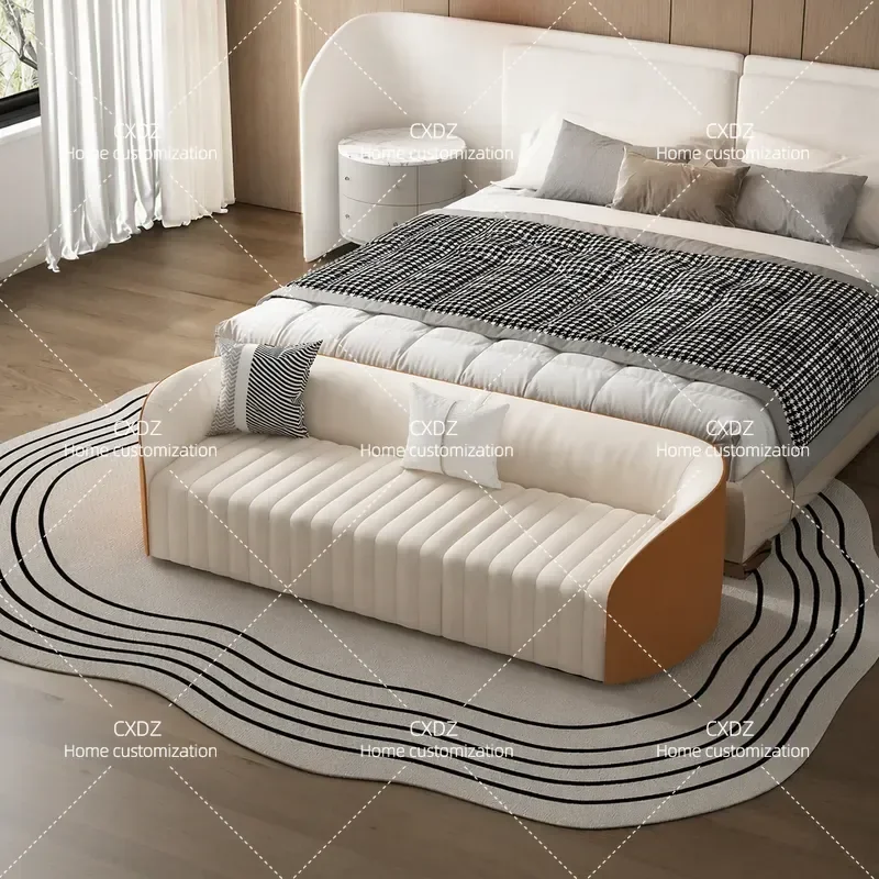 Bedroom, bedside, small sofa, clothing stool, color matching design, bench with backrest, cloakroom, bench, bedside stool