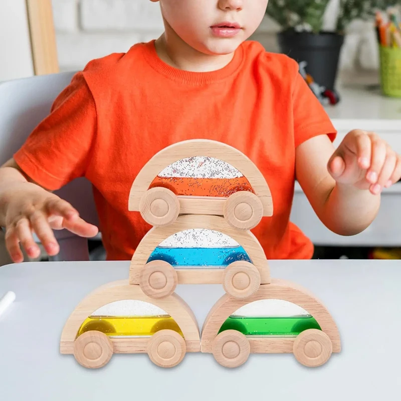 Wooden Car Toys Colorful Wooden Vehicle Set Toy And Fine Movement Development Educational Toys Hand On Ability Training