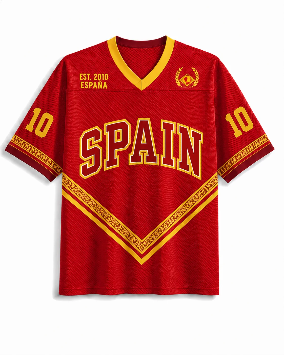 Spanish Ethnic Woven 3D Printed Baseball Jersey for Men and Women, Loose and Breathable, Fan Support Short Sleeved Shirt