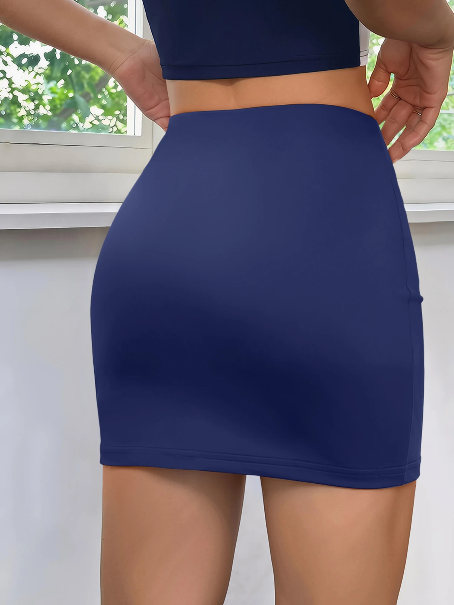 Soft Stretch Knit Mini Skirt For Women Built‑In Safety Shorts High Waist Solid Coquette Bodycon Skirt Daily Party Bottoms