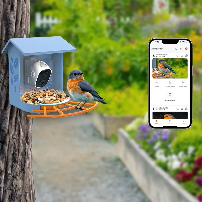 Battery powered 1080P bird feeder camera outdoor waterproof automatic capture bird WiFi wireless bird watching camera