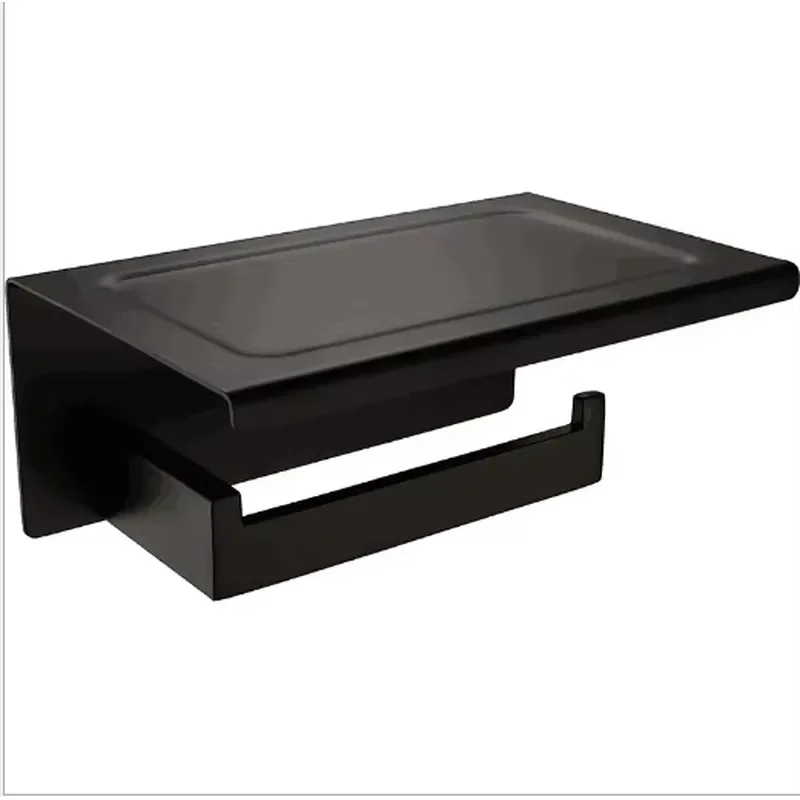 Black Stainless Steel Wall Mounted Toilet Paper Holder Bathroom Tissue Napkin Roll Dispenser Rack for Home Hotel Restroom