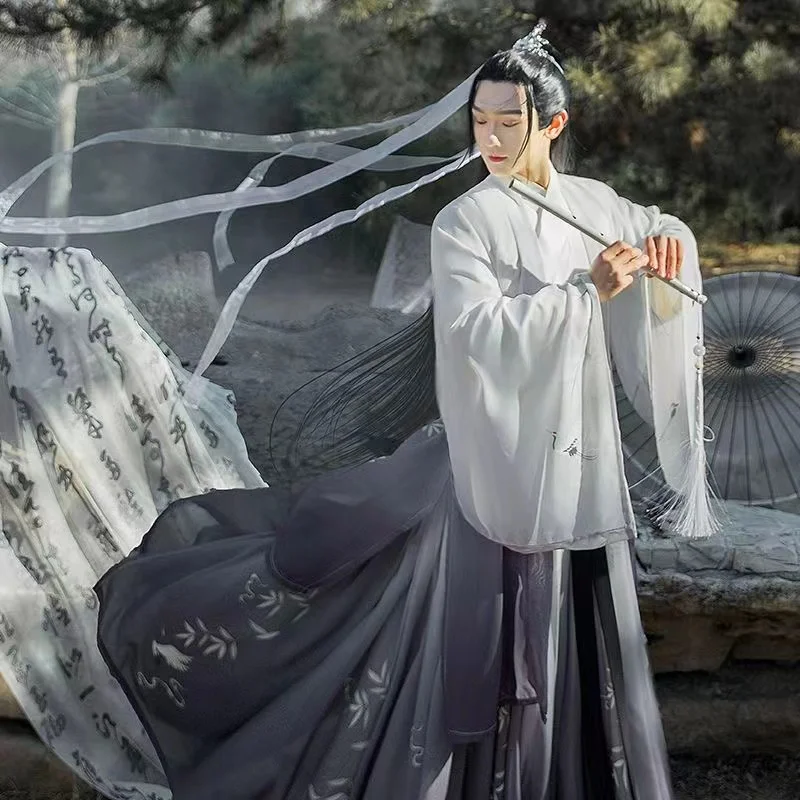 Originele Hanfu Traditionele Chinese Stijl Kleding Oude Weijin Periode Kruiskraag Zwaardvechter Kostuum Mannen Vrouwen Cosplay Gewaad