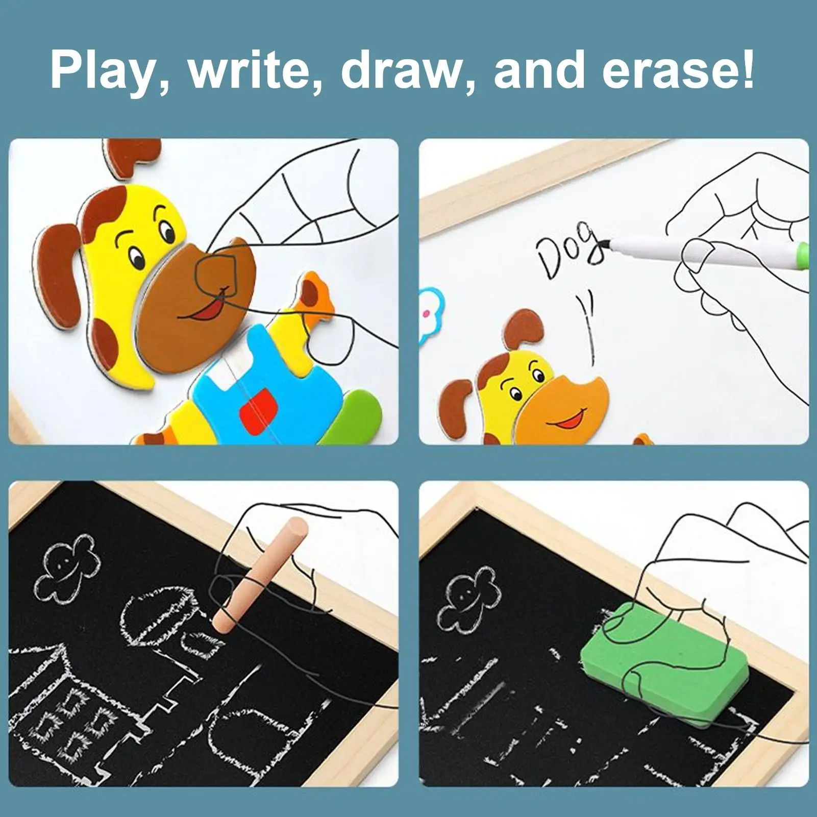 Kids Magnet Board Wooden Magnetic Writing Board For Kids Educational Toy Drawing Game For Learning Tool Preschool Classroom