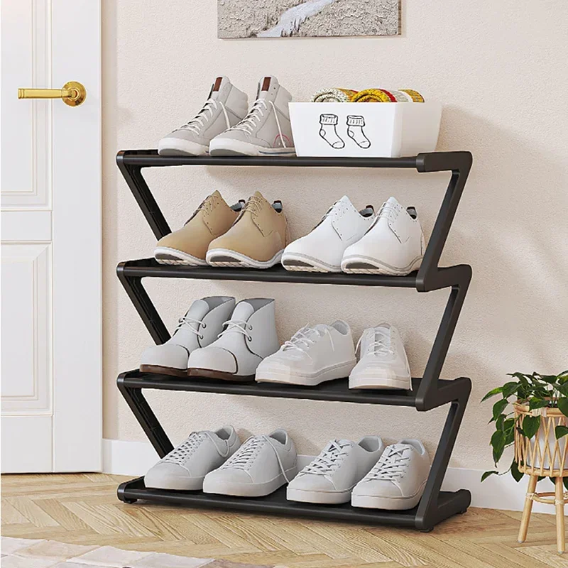 Z-Shape Shoe Rack with 4 Layer Easy Installation Sturdy Shoe Rack for Bedroom Floor