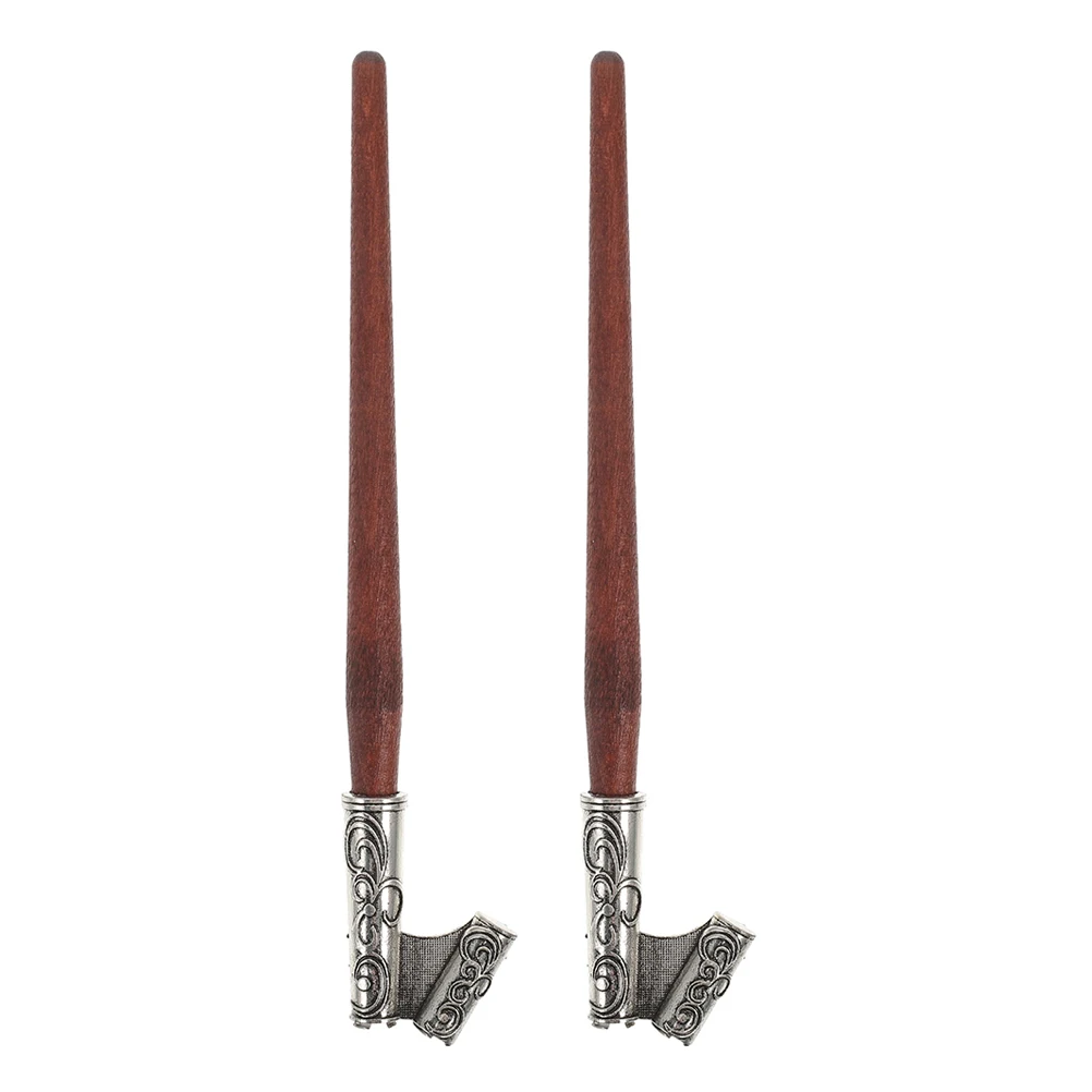 

2 Pcs Calligraphy Pen Dipped in Water Fountain Comic Special Handle Alloy Manga Cartoon Holder Pens