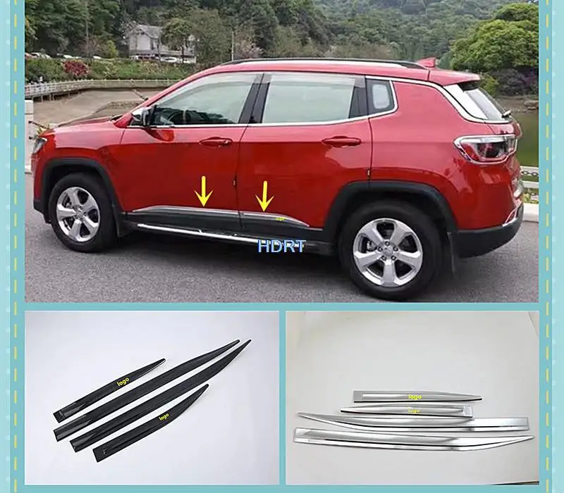 

Car Style Accessories For Jeep Compass 2017 + Side Door Edge Moulding Frame Body Molding Skirt Scratch Cover Trim Strip Sticker