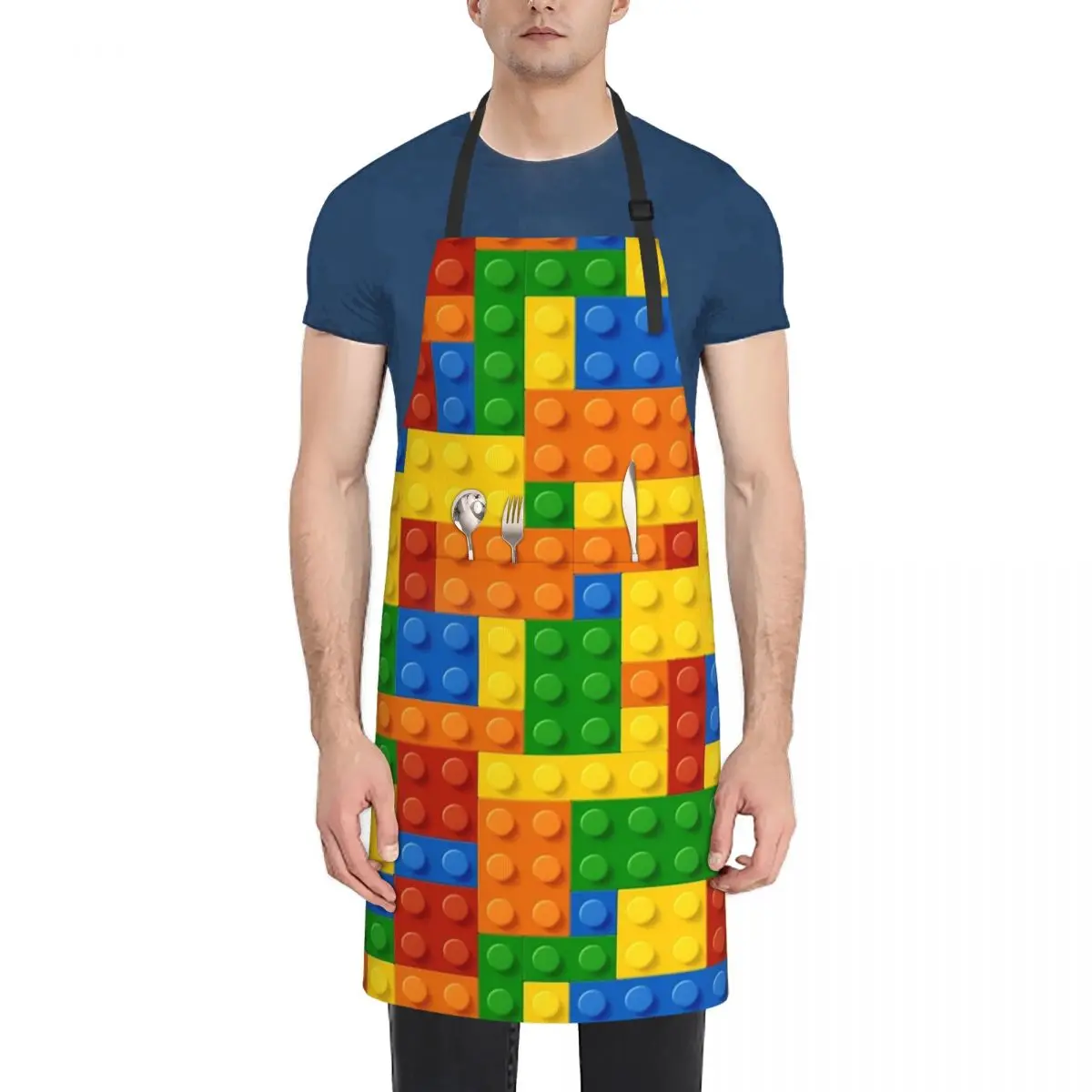 

Building Blocks Construction Brick Fashion Dacron Kitchen Aprons For Woman Men Chef Work