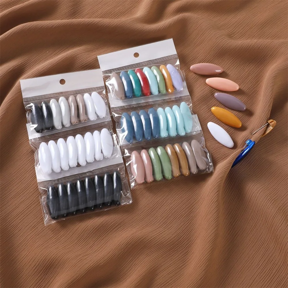 8pcs/set High Quality Solid Color Plastic Brooch Needle Elegantly Scarf Accessory Safety Pin Fix Scarf Brooch