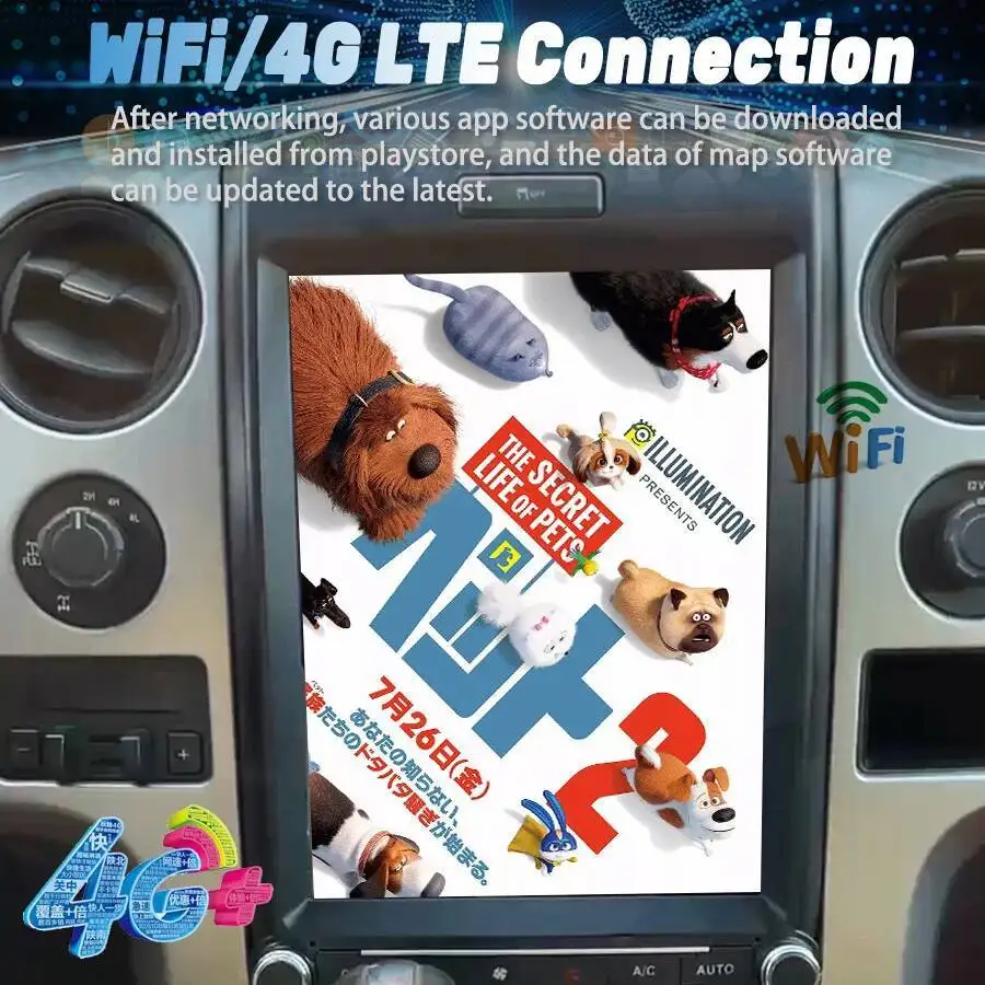 Unidade principal do reprodutor de vídeo multimídia de android para ford f150 f 150 raptor 2013-2015 rádio estéreo do carro 2 din
