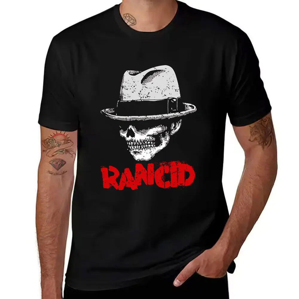 Men's Cotton T-Shirt with Distressed Fedora Graphic & Bold Red Print, Casual Crew Neck Tees for Daily Wear