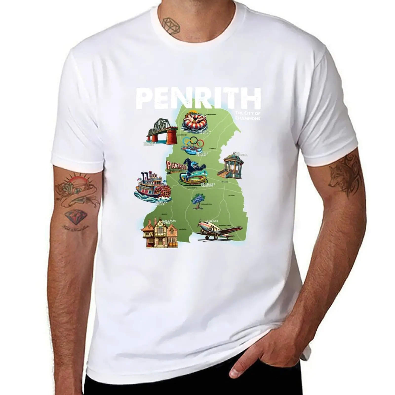 

Penrith Landmarks Map - v1 T-Shirt cotton t shirt pack printed t shirts for man T-Shirt