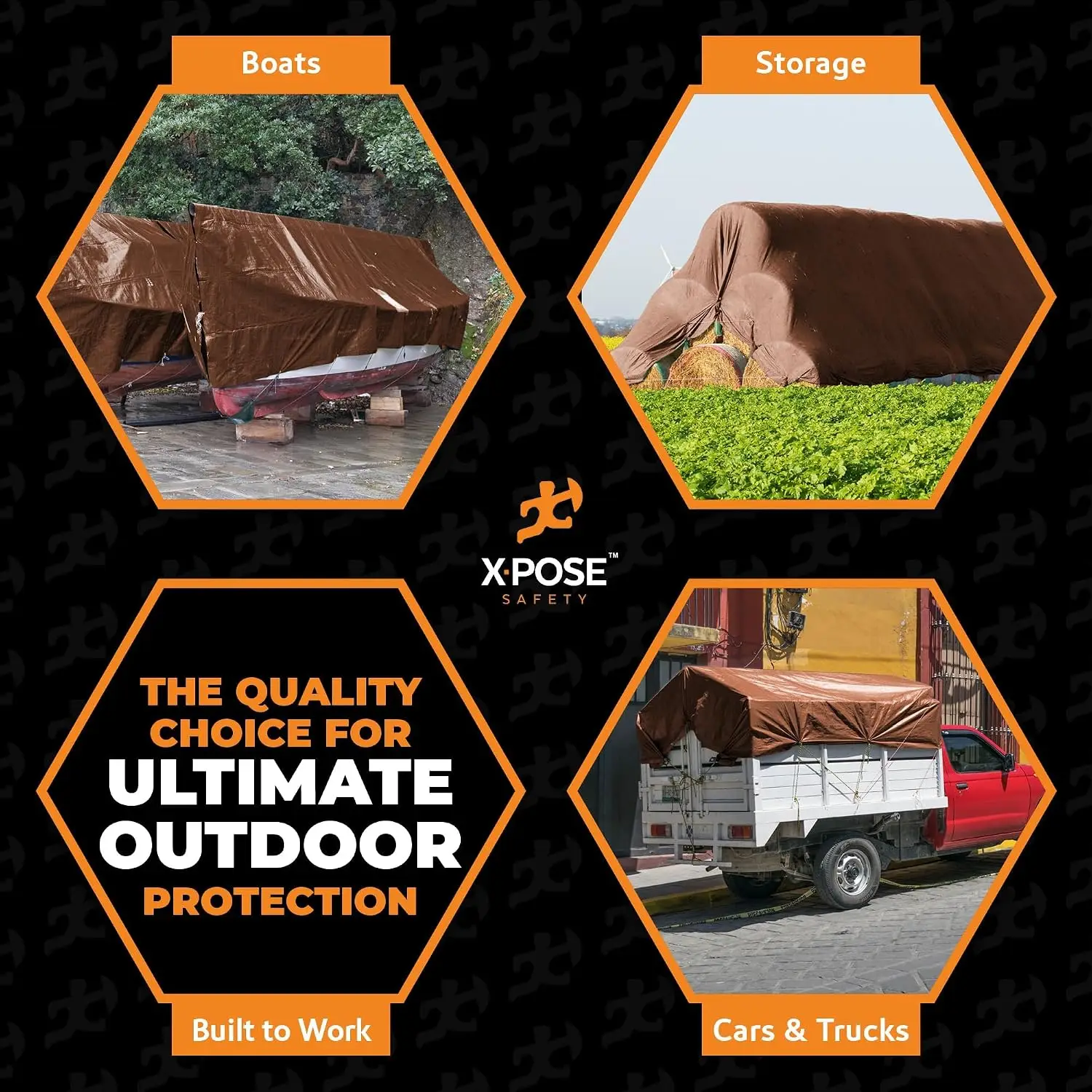 16' x 20' Super Heavy Duty 16 Mil Brown Poly Tarp Cover - Thick Waterproof, UV Resistant, Rip and Tear Proof Tarpaulin