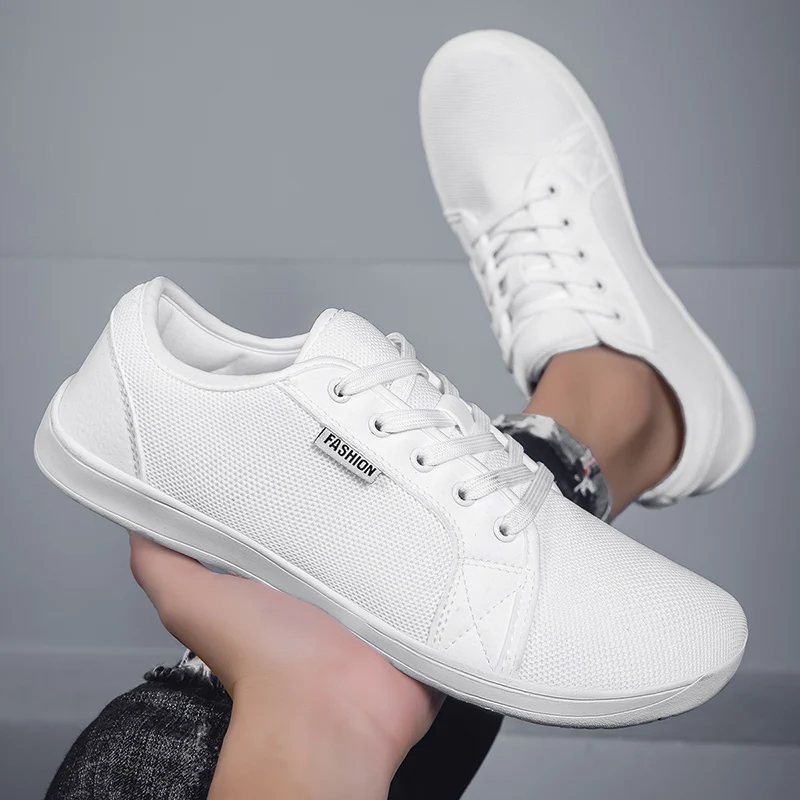 Wide Toe Barefoot Business Shoes Women Men Sneakers Outdoor Walking Shoes Mesh Lace Up Low Top Non-leather Casual Shoes EU 37-47