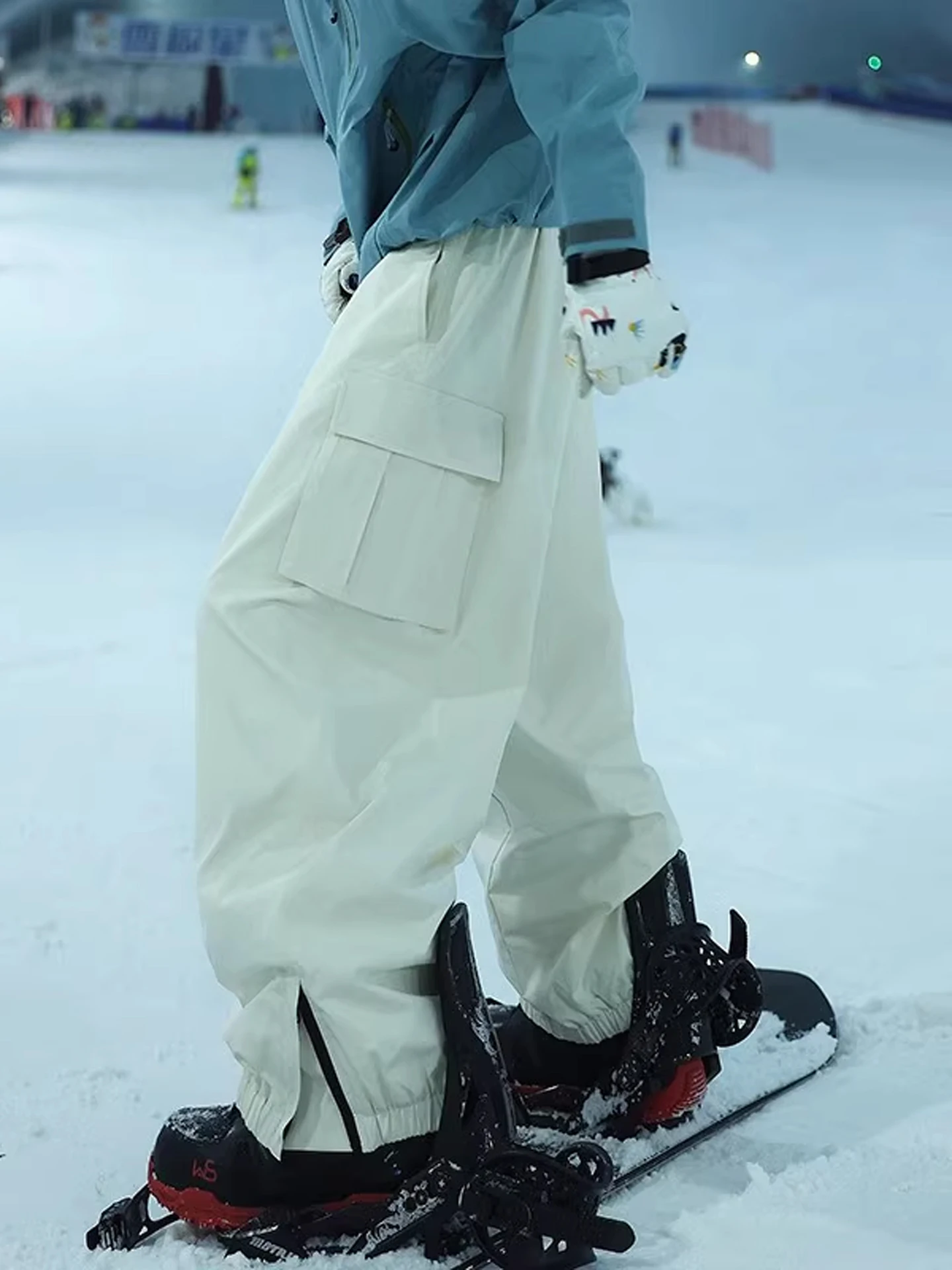 

Winter Thermal Fce Lined Ski Casual Pants Men's Anti Wind Waterproof Trousers Straight Leg Cargo Pants for Cold Weather