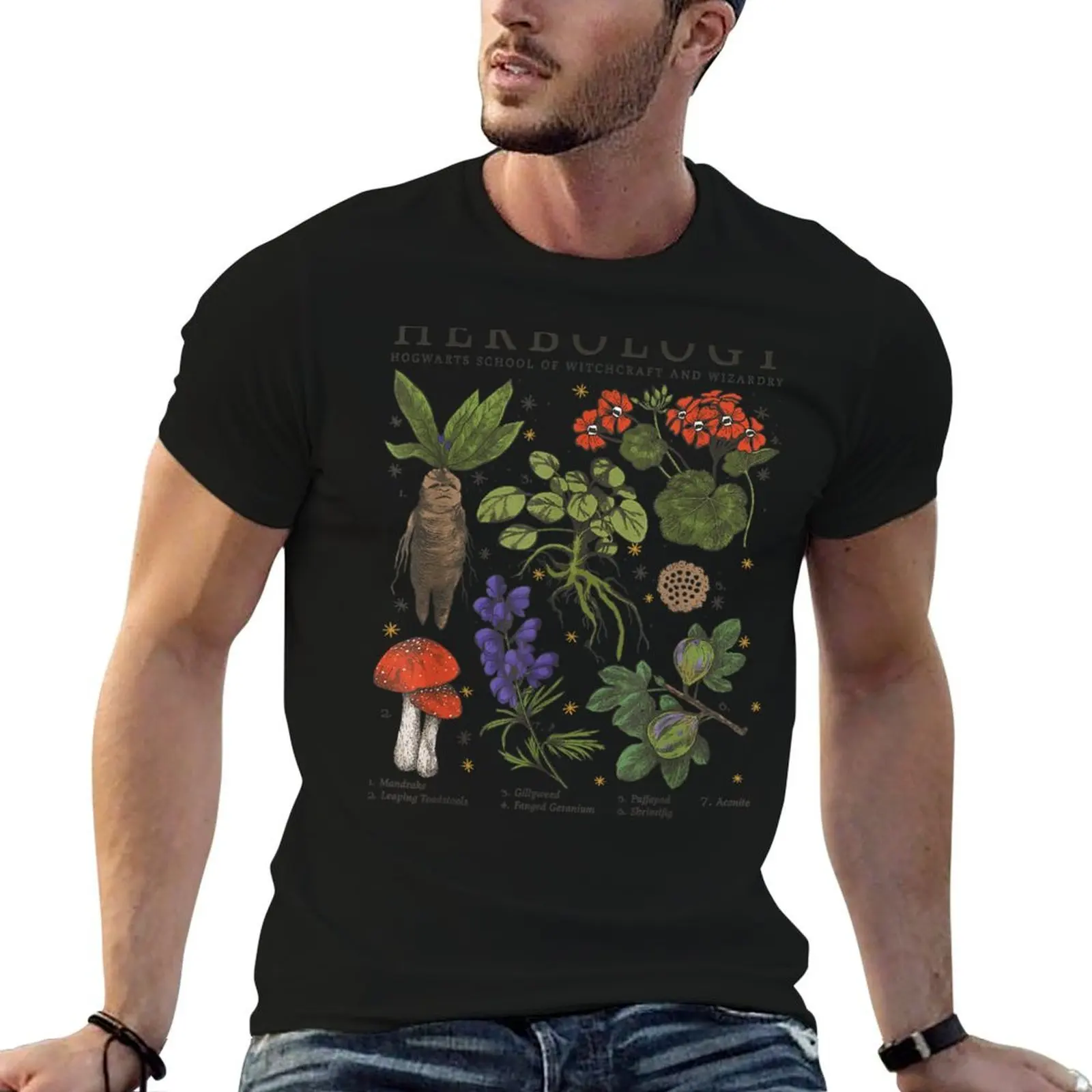 Футболка с принтом растений Herbology Plants, повседневная модная хлопковая футболка с короткими рукавами