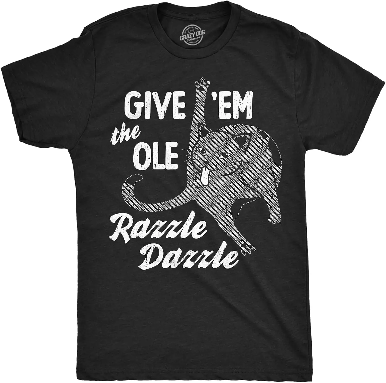 Give Em The Ole Razzle Dazzle Mens Shirts | Funny T Shirts, Graphic Apparel Men, Cool Cat Short Sleeve, Sarcastic, Soft Cotton Men T Shirt vintage Cat Pattern Graphic Tee, Funny Cat Print Crew Neck Short-Sleeve Top, Casual Daily Wear Men Cotton T-Shirt.