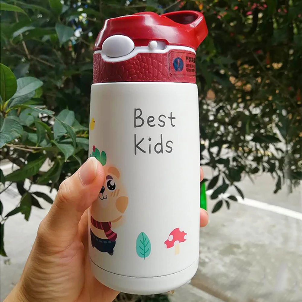 400ml Duck Billed Straw Children Insulated Tumbler Stainless Steel Kids Vacuum Flasks Cute Thermal Insulated Mug for Boys Girls