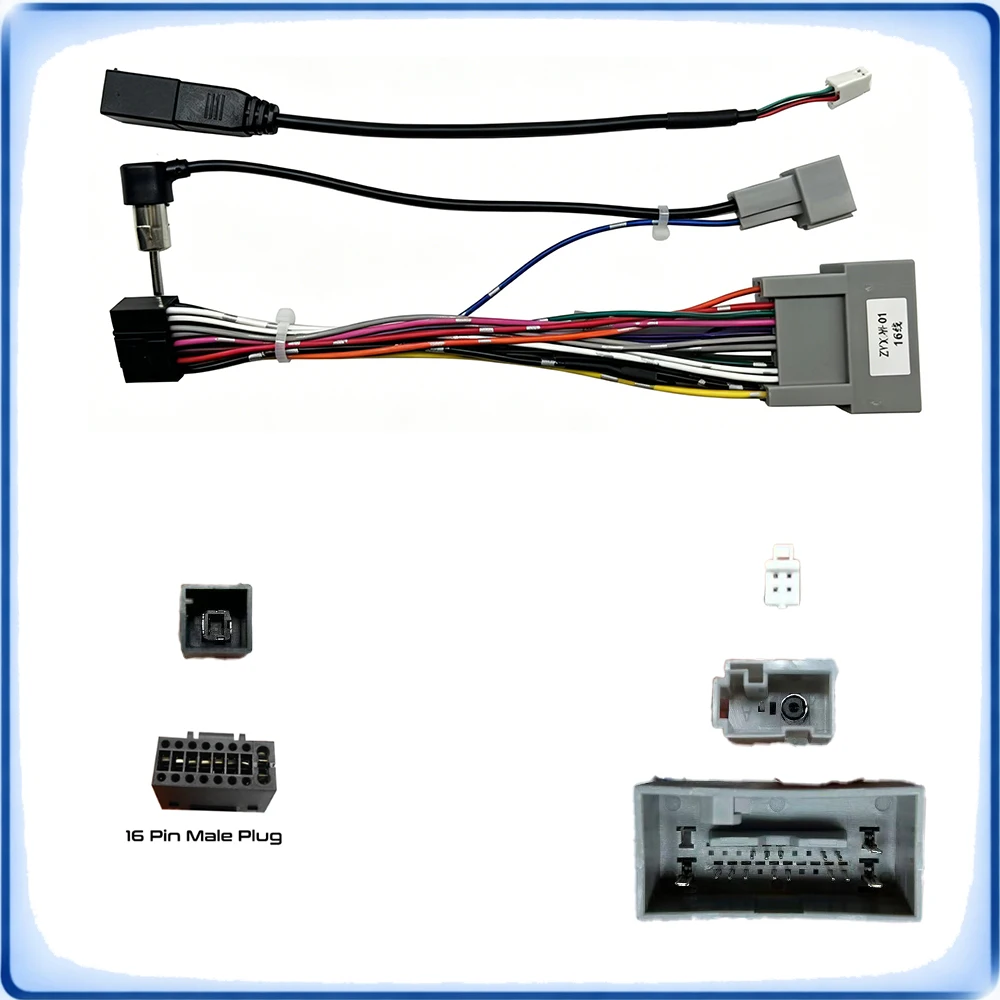 16-Pin Radio Wiring Harness Plug to 24-Pin Head Unit Audio Connector Cable Adapter, Fits Honda CRV Accord Fit CRZ Pilot Insight