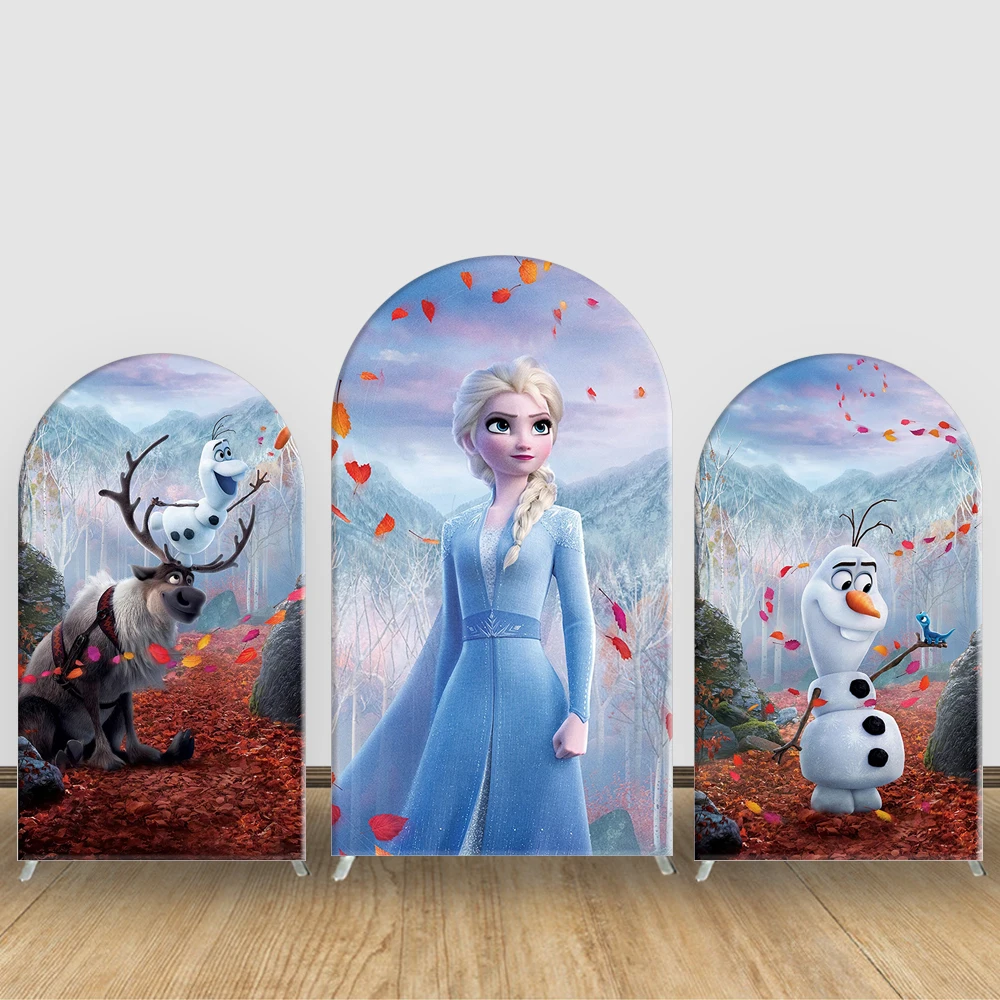 

Disney Frozen Theme Arch Backdrop Cover Kid Girls Birthday Dectorations Anna and Elsa Cartoon Background Baby Shower Event Props