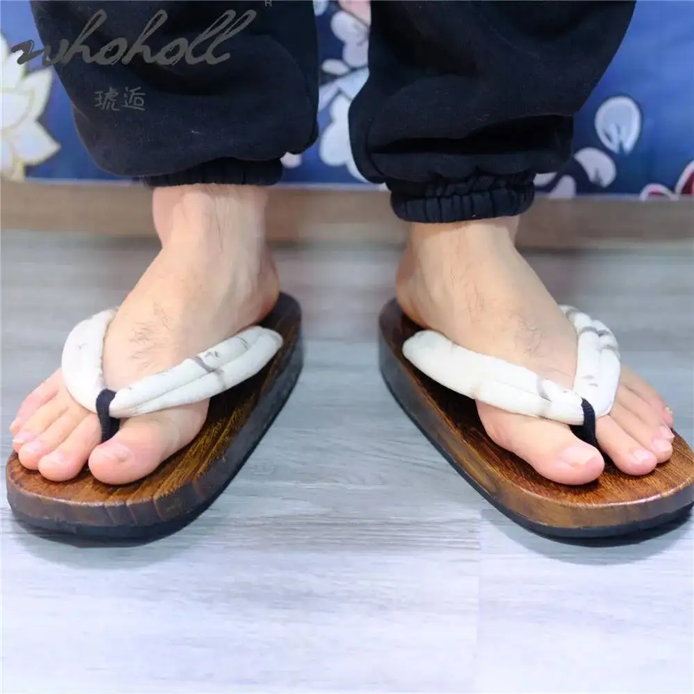 رجل إمرأة شبشب خشبي اليابانية جيتا الوجه يتخبط أنيمي شيطان القاتل الخشب سميكة وحيد Coplay أحذية النعال قباقيب الصنادل