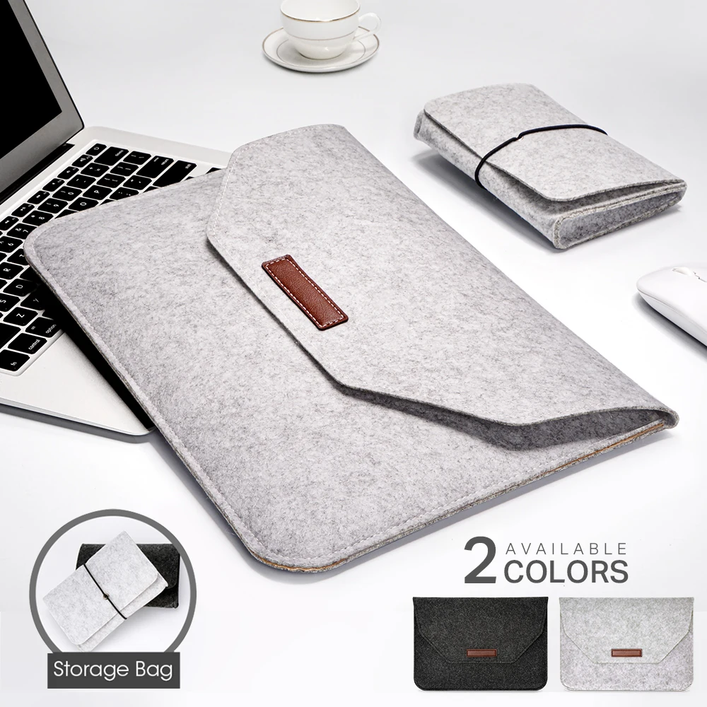 

Wool Felt Laptop Bag Sleeve Cover 11 12 13 15 Inch For Macbook Air 13 Pro Case For MateBook With Mousepad/ Power Mini-Pack Gift