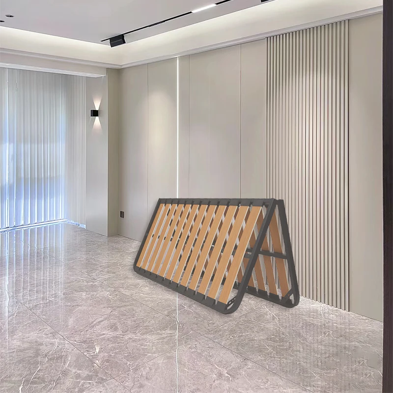 Small Package Particle Board Core Wood Material Surface Birch Sticker  Foldable Twin Single Full Queen King Size Bed Frame