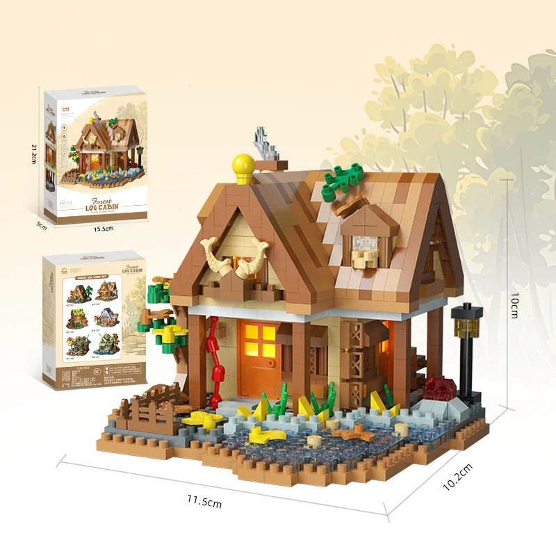 Creatieve straatbeeld bouwmodel bouwstenen bos boomhut puzzel windmolen boomhut decoratie speelgoed