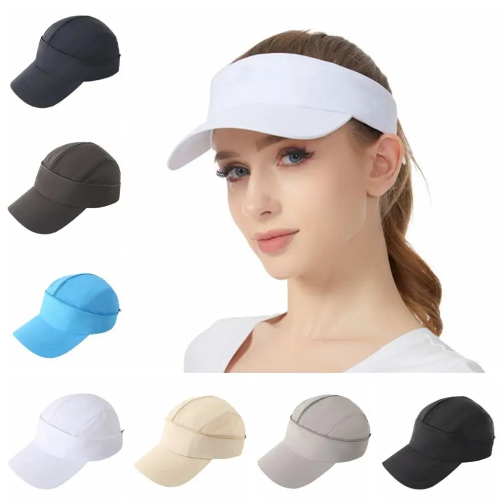 

Foldable Solid Color Sunscreen Baseball Hat Removable Quick Dry Women Sun Hat Sunshade Ponytail Hat Empty Top Hat Women