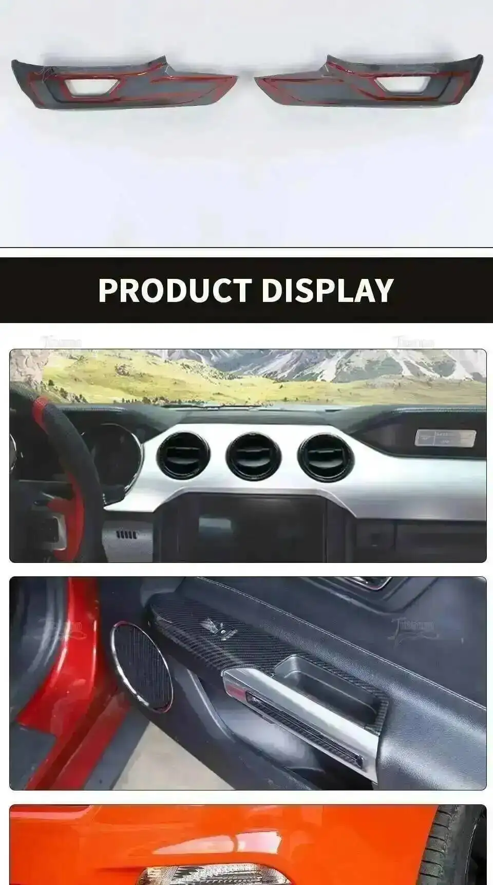 Carbon Fiber Grain Car Interior and Exterior Decoration Covers for Ford Mustang 2015–2023 description 5