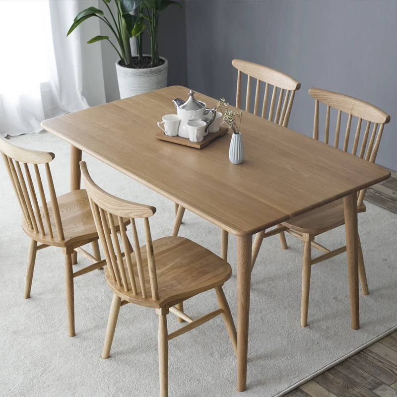 Nordic dining table and chair combination small apartment modern minimalist style oak dining table rectangular household solid