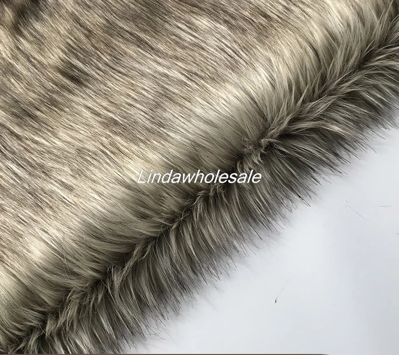 New Beige grey dye tip long plush fur,faux fur fabric,felt cloth,Wool collar material