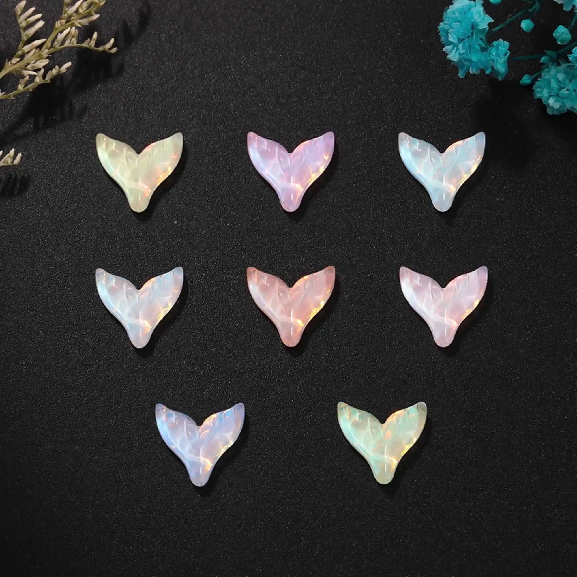 50pcs/lot 10*10mm new glass material flat bottom human fishtail magic color accessories diy accessories