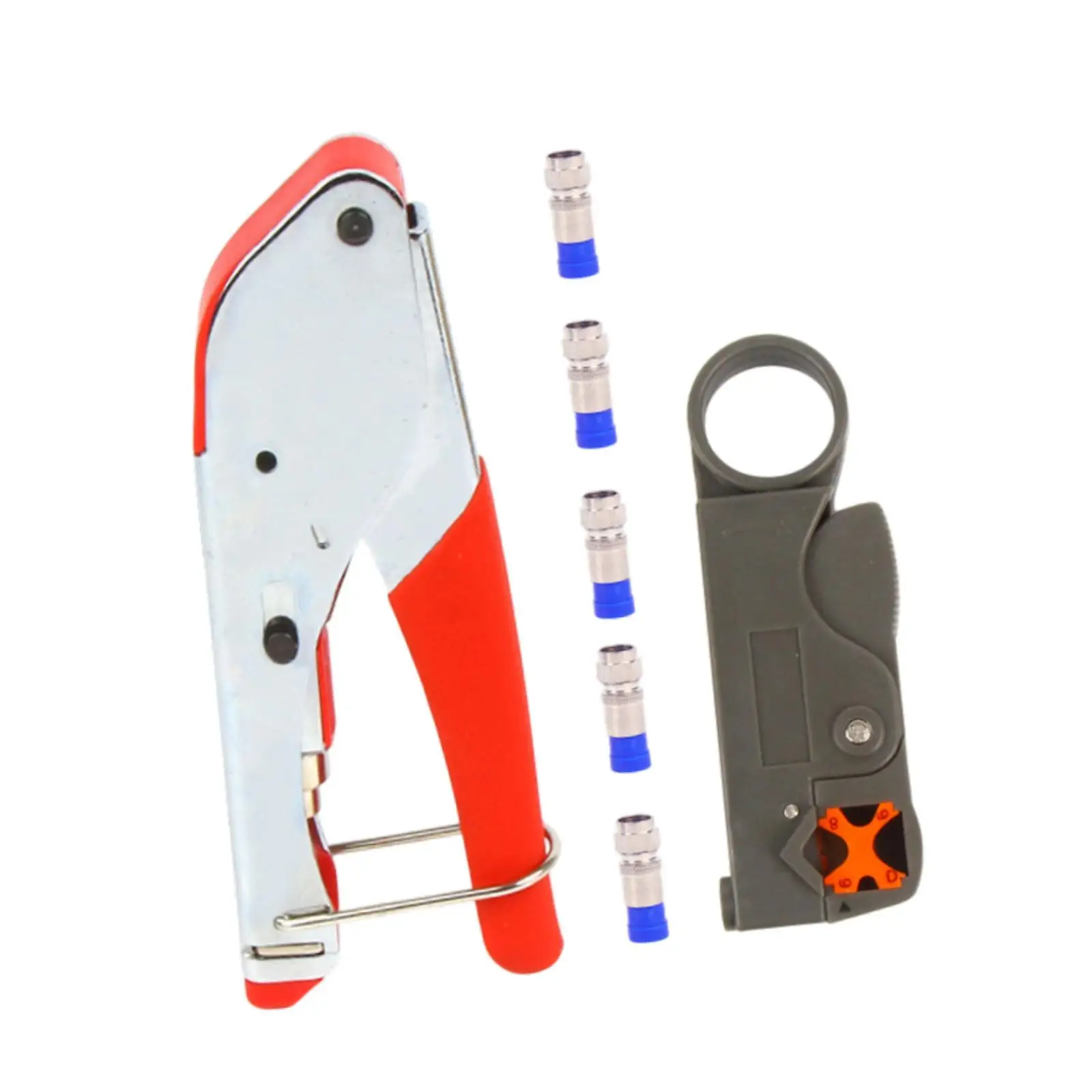 Coaxial Cable Crimper Tool Coaxial Compression Wire Cutter Kit for CCTV Broadband Cable Repair