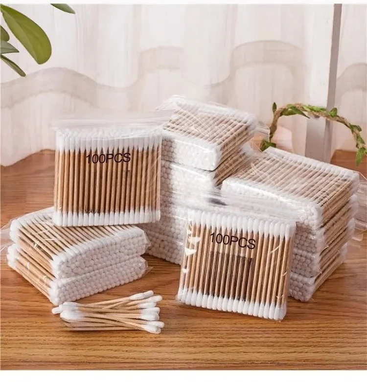 100pcs Per Pack, 5 Packs, Double-ended Cotton Swabs, Baby Cotton Swabs, Ear Cleaning Sticks, Healthy Cleaning Tools image 4