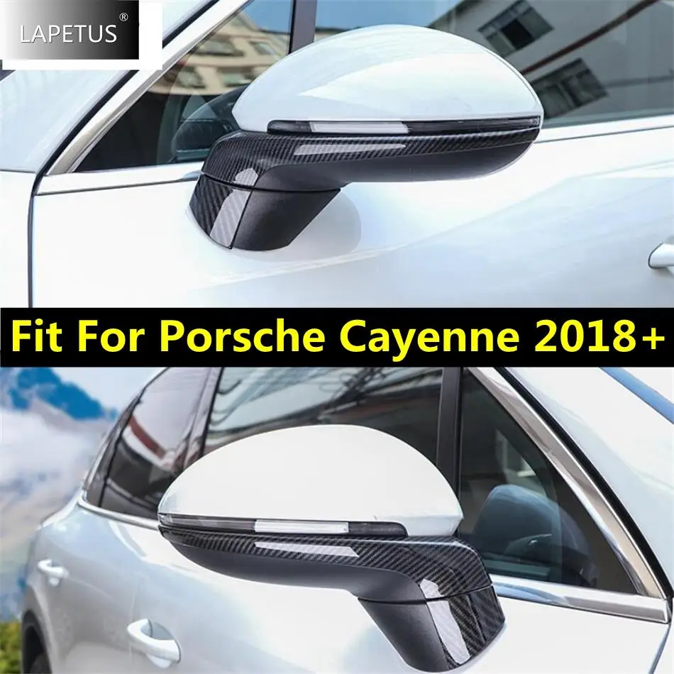 

Side Door Rearview Mirror Overlay Stripes Decor Cover Trim For Porsche Cayenne 2018 - 2023 Car Chrome / Carbon Fiber Accessories