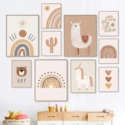 ABC Poster Boho Wall Art Prints Heart Rainbow Nursery Posters Alphabet Art Painting Nordic Wall Pictures Girl Room Decoration
