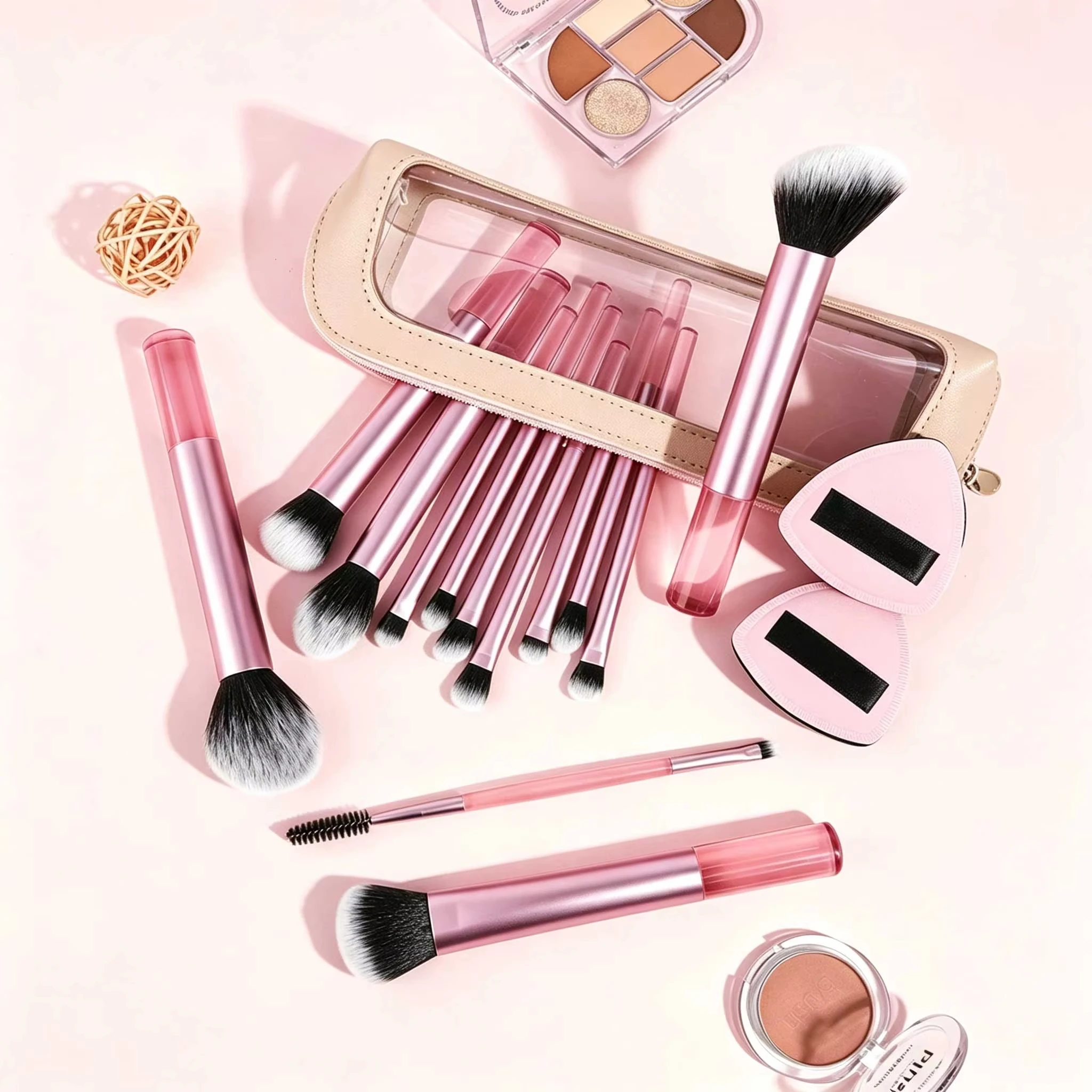 13/16pcs Makeup Brush Set, Including Professional Makeup Brushes, 1 Makeup Bag, 2 Makeup Sponges, Foundation Brush