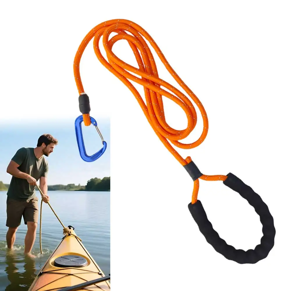 Cuerda de remolque con mango de Kayak de 3 pies/8 pies, cuerda de remolque con mosquetón a presión para Kayak, canoa, barco inflable, transporte y rescate