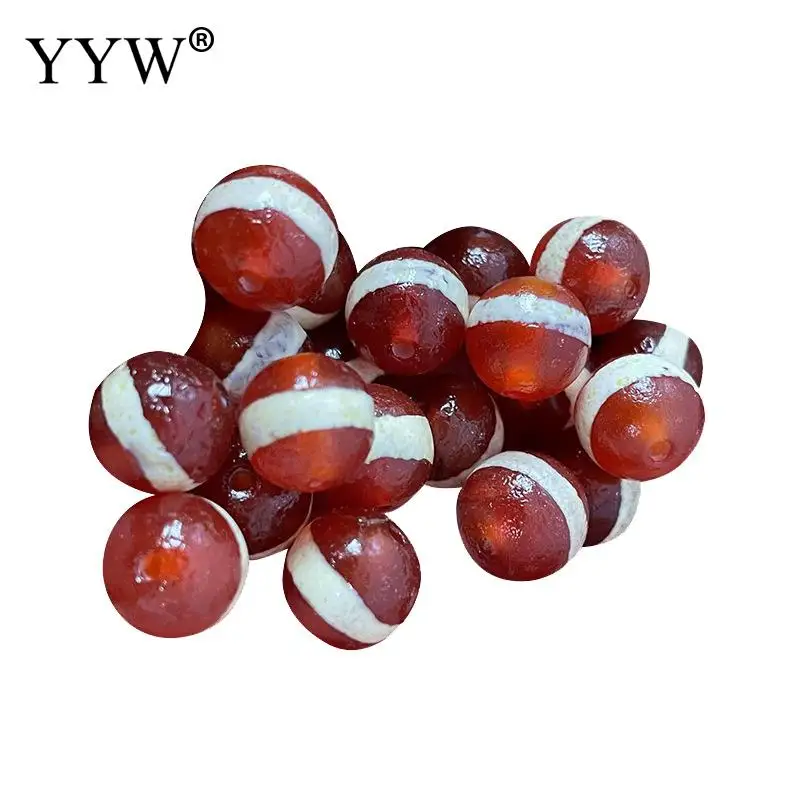 15pcs 10mm One-Line Natural Tibetan Agate Dzi Beads Red Stoving Varnish For Jewelry Making Diy Necklace Bracelet Accessories