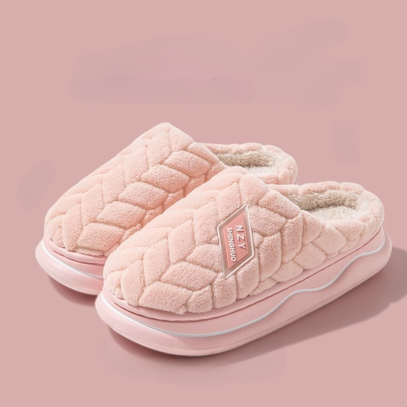 Winter Women's Cotton Slippers Keep Warm Mens Slippers Plush Indoor Couple Shoes Non Slip Women Men Shoes Lightweight Pantuflas