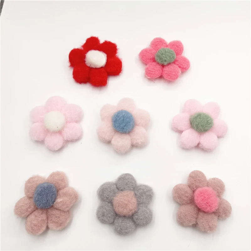 20Pcs 5.5CM Felt Flower Padded Applique For DIY Baby Hair Clip Hat Crafts Patches Decor Ornament Clothing Accessories