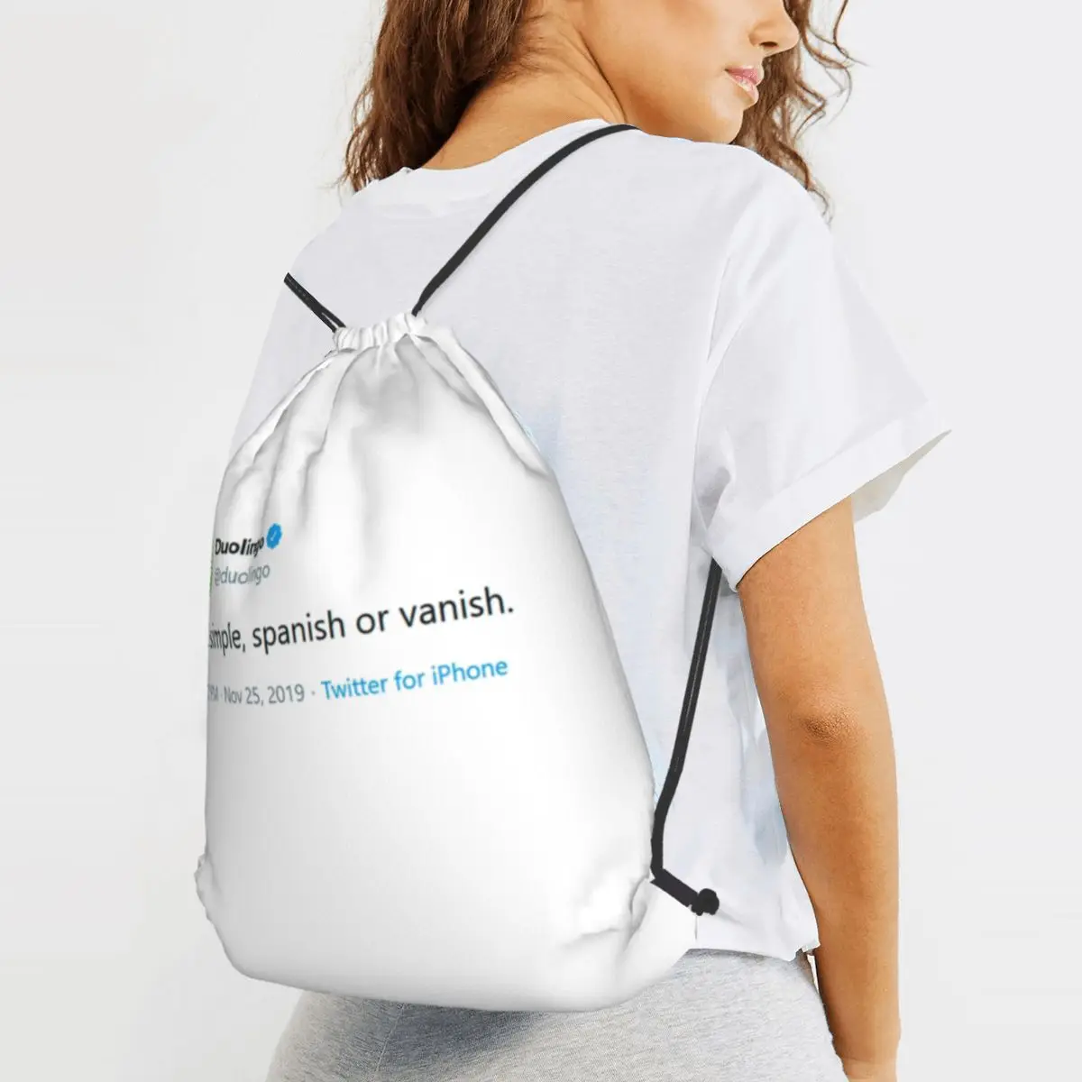 Evil Duolingo Owl Tweet Meme Backpacks Multi-function Drawstring Bundle Pocket Sports Bag Book Bags for Travel Students