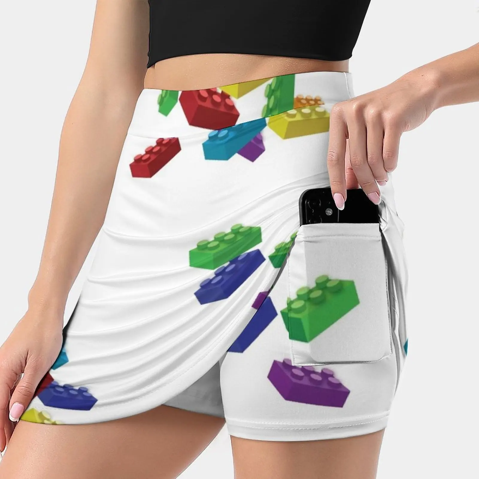 Falling Legos 2 Women's skirt With Hide Pocket Tennis Skirt Golf Skirts Badminton Skirts Running skirts Blocks Kids Children Fun