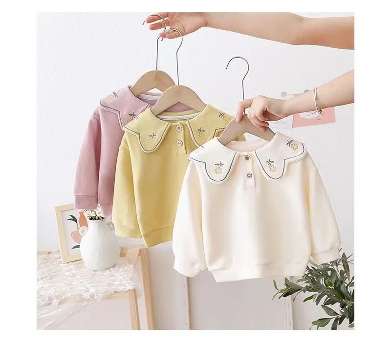 

K83102 Kids Clothes Girls Blouse Top Yellow White Pink Nice outwear size 3 4 6 8 10 12 14Years