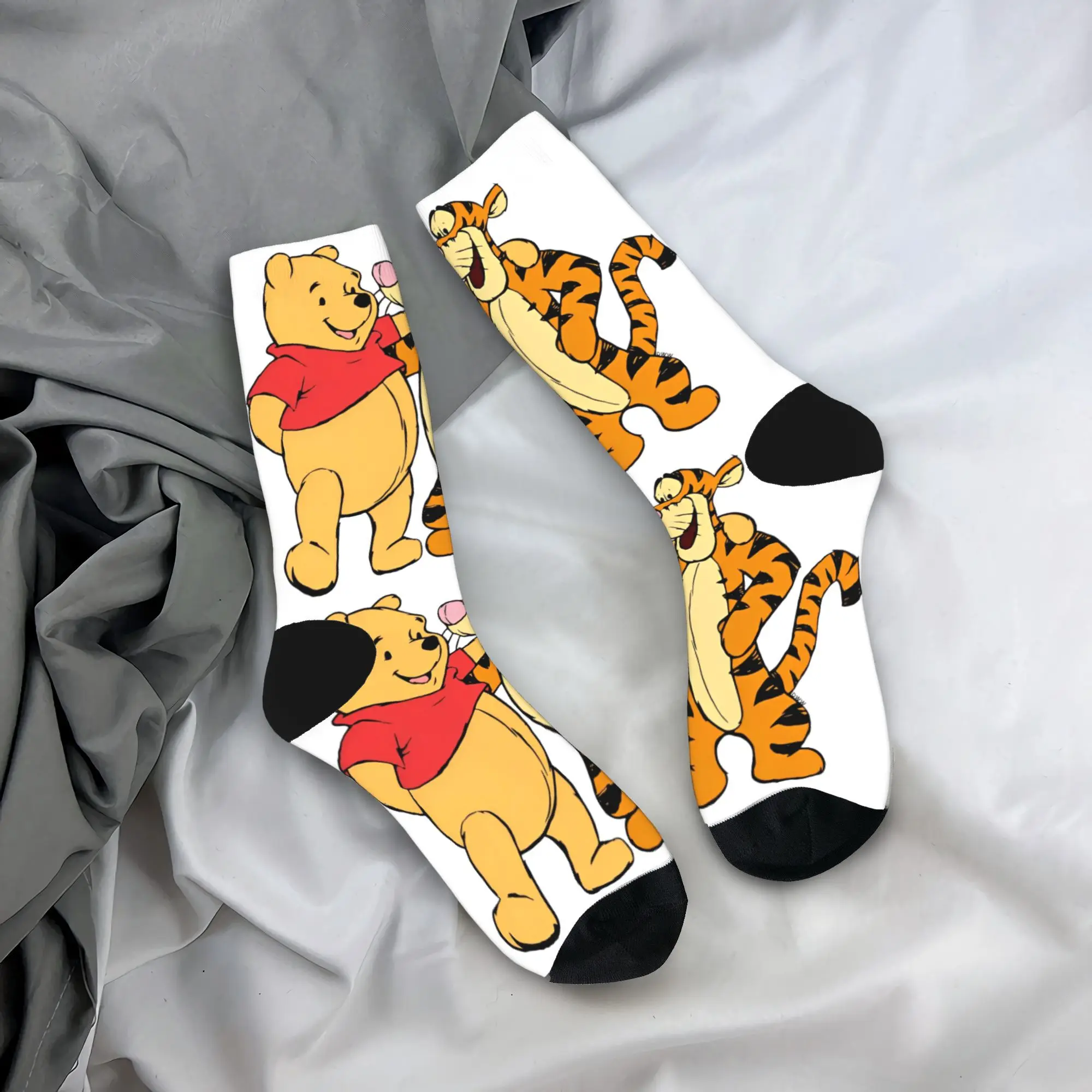 Unisex Men Socks Winnie The Pooh And Tigger  Stockings Anti-Slip Medium Soft Socks Autumn Novelty Graphic Outdoor Sports Socks