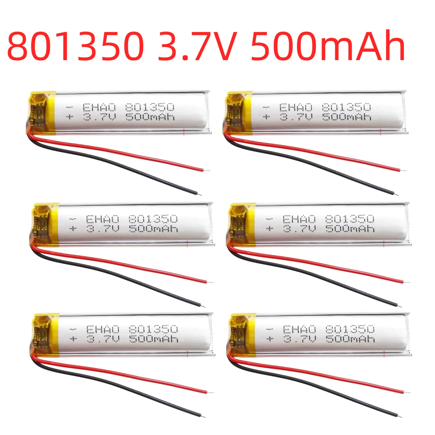 

801350 3.7V 500mAh Li-Po Battery, Rechargeable Lithium Polymer Pack for MP3 GPS DVD E-book Bluetooth Recorder Camera