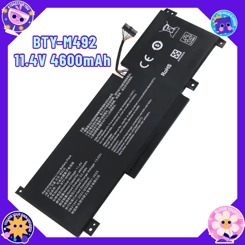 New 11.4V 4600mAh BTY-M492 Battery Suitable for MSI Knight Blade 15 Warrior GF66 Interstellar God of War GL76 GL66 Battery
