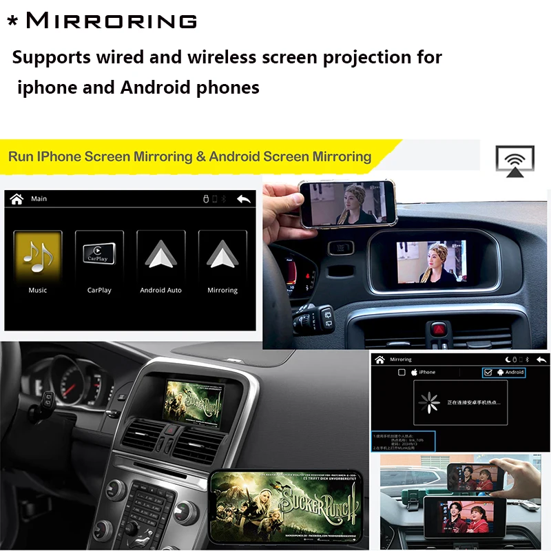 Wireless Apple Carplay Android Auto Module Car AI Box For Volvo XC60 XC70 S60 S80 V60 V70 V40 With Touchscreen Extension